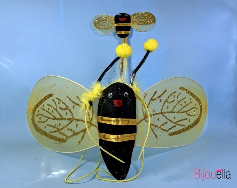 Карнавальний дитячий комплект бджілки чорний з жовтим костюм для дівчинки 3в1 від компанії Інтернет магазин "Megamaks" - фото 1