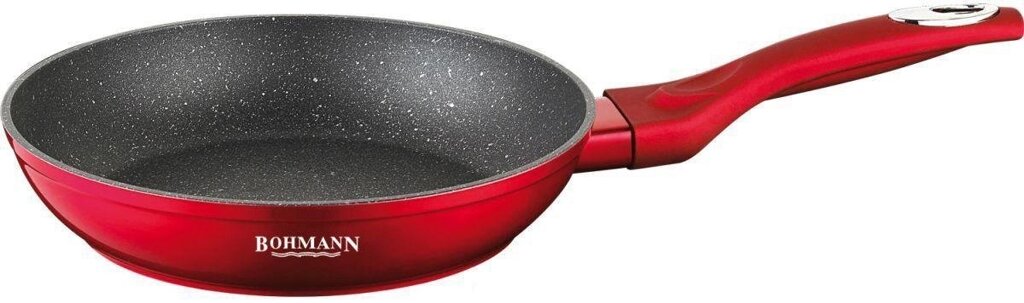 Класична сковорода 22 см мармурова Bohmann BH-1005-22 3-х шарове дно червона від компанії Інтернет магазин "Megamaks" - фото 1