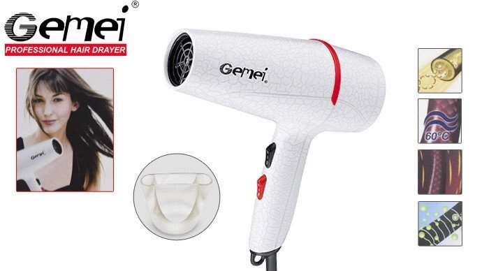 Компактний фен для волосся GEMEI GM 1738 потужний Потужність 2000 Вт професійна сушка від компанії Інтернет магазин "Megamaks" - фото 1