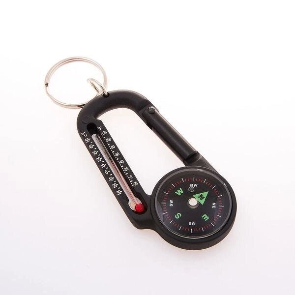 Компас магнітний із карабіном D = 27mm T27 + термометр похідний туристичний компас від компанії Інтернет магазин "Megamaks" - фото 1
