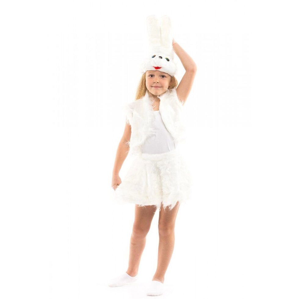 Костюм карнавальний білий Зайчик для дівчинки від компанії Інтернет магазин "Megamaks" - фото 1