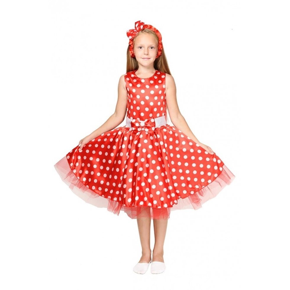 Костюм Стиляги для дівчинки червоне плаття в білий горошок від компанії Інтернет магазин "Megamaks" - фото 1