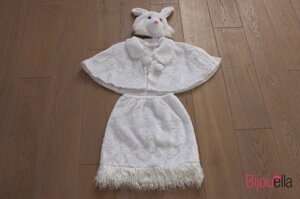 Костюм трійка з спідницею дитячий для дівчинки білий зайчик карнавальний костюм для дитячого ранку р 110