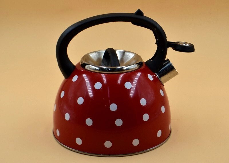 Кухонний чайник червоний в горошок Unique UN 5301 2,5 л чайник зі свистком від компанії Інтернет магазин "Megamaks" - фото 1