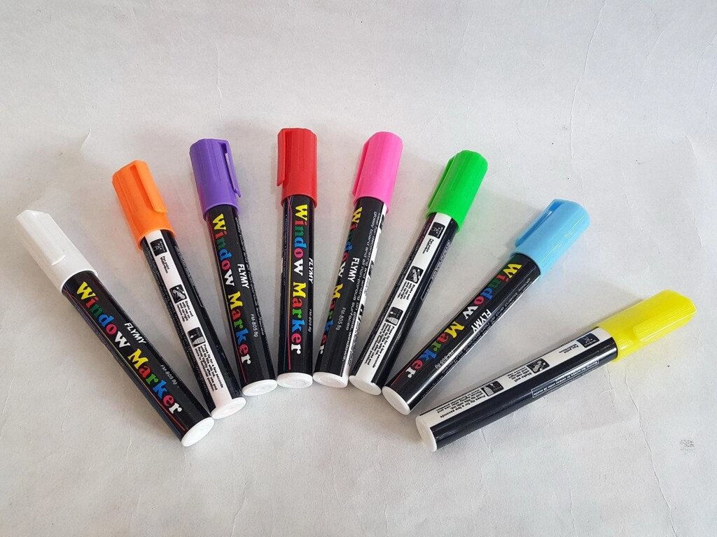 Маркери для LED-дошки флуоресцентні кольорові 6мм на водній основі 8 штук в упаковці від компанії Інтернет магазин "Megamaks" - фото 1