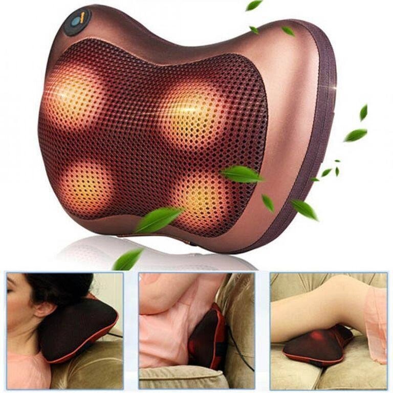 Масажна подушка Massage pillow QY-8028 масажер для шиї плечей і спини автомобільний роликовий масажер від компанії Інтернет магазин "Megamaks" - фото 1