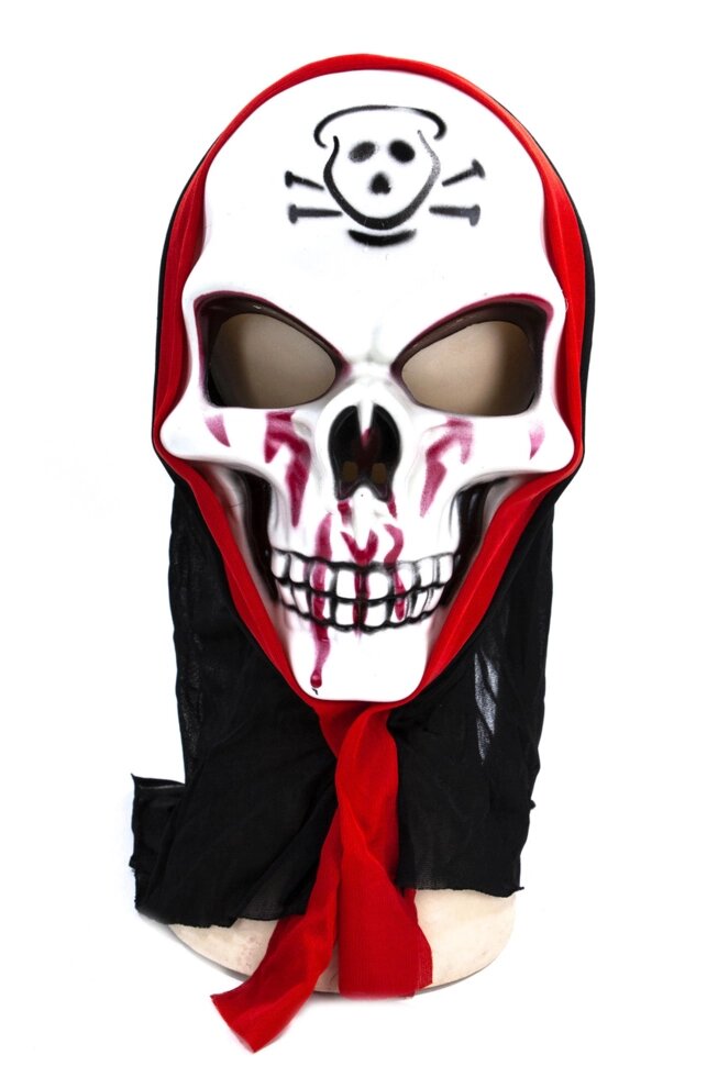 Маска карнавальна білий череп з кров'ю на Хелловін вечірку від компанії Інтернет магазин "Megamaks" - фото 1