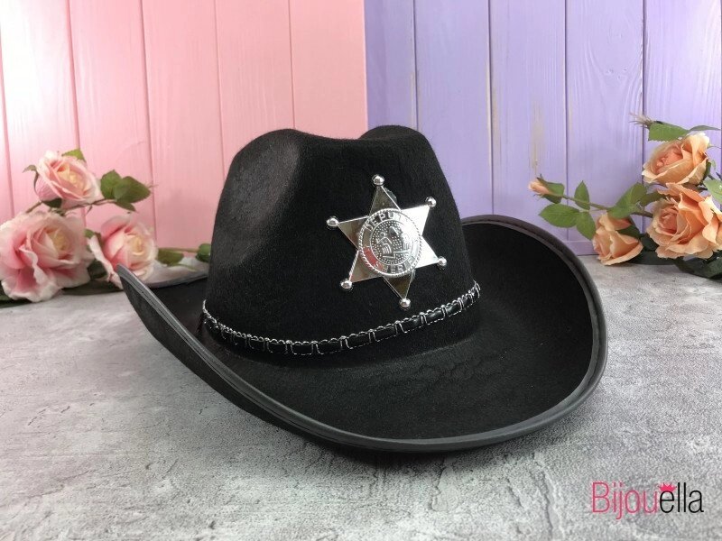 Маскарадна доросла капелюх Шериф чорного кольору на новорічні свята, корпоративи, костюмовані бали від компанії Інтернет магазин "Megamaks" - фото 1