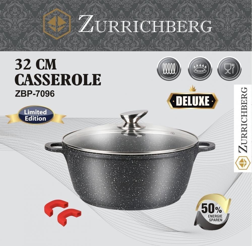 Мраморнаяя каструля ZURRICHBERG ZBP 7096 Deluxe 32 14 см посуд для готування від компанії Інтернет магазин "Megamaks" - фото 1