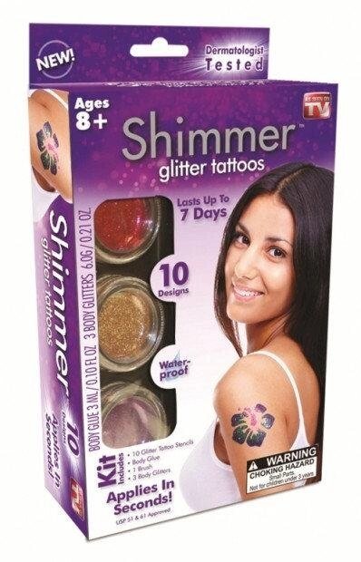 Набір для тимчасового глиттер-тату блискучі татуювання Shimmer Glitter Tattoos боді-арт татту від компанії Інтернет магазин "Megamaks" - фото 1