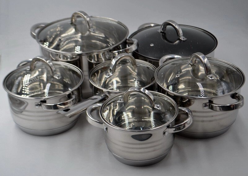 Набір посуду 12 предметів Benson BN-230 нержавеющая сталь від компанії Інтернет магазин "Megamaks" - фото 1