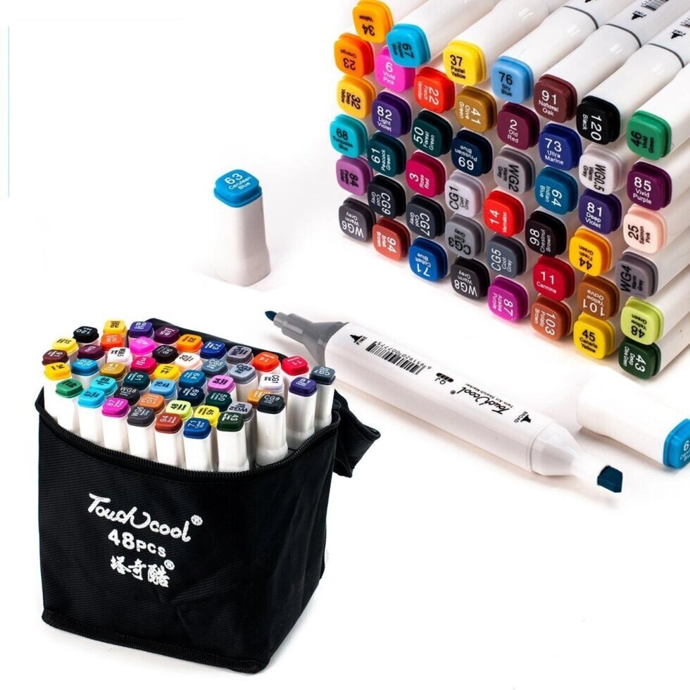 Набір скетч-маркерів 48 шт. для малювання двосторонніх в сумці від компанії Інтернет магазин "Megamaks" - фото 1