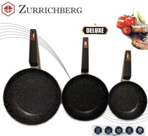 Набір посуду сковорідки різні розміри Zurrichberg ZB 2001/2002/2003 мармурове покриття 20/24/28 см Сірий