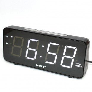 Настільний годинник з будильником VST 763T-6 електронні біле підсвічування мережеві годинник від компанії Інтернет магазин "Megamaks" - фото 1