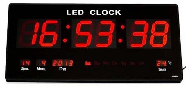 Настінні електронний годинник з календарем і термометром 4622 від компанії Інтернет магазин "Megamaks" - фото 1