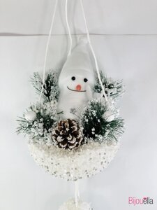 Новогодний декор подвесной Снеговик с шарами 75 см