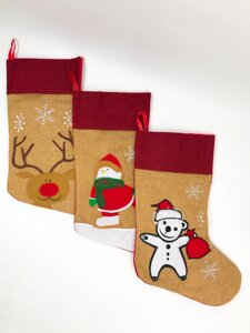 Новорічний носок для подарунків з креативним орнаментом 12 штук упаковка