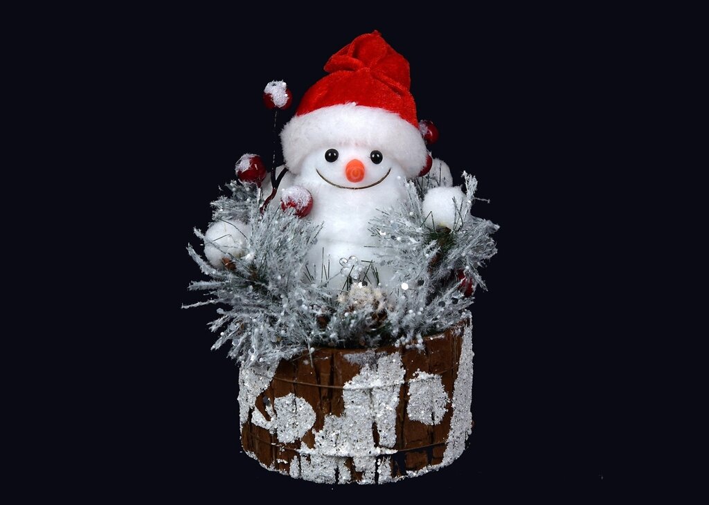 Новорічна декоративна фігура Снеговичок на пні від компанії Інтернет магазин "Megamaks" - фото 1