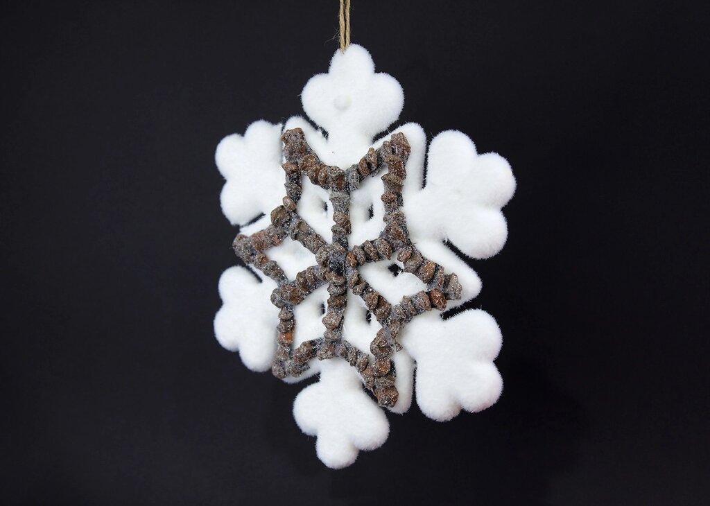 Новорічна підвісна Сніжинка з декором 19 см від компанії Інтернет магазин "Megamaks" - фото 1