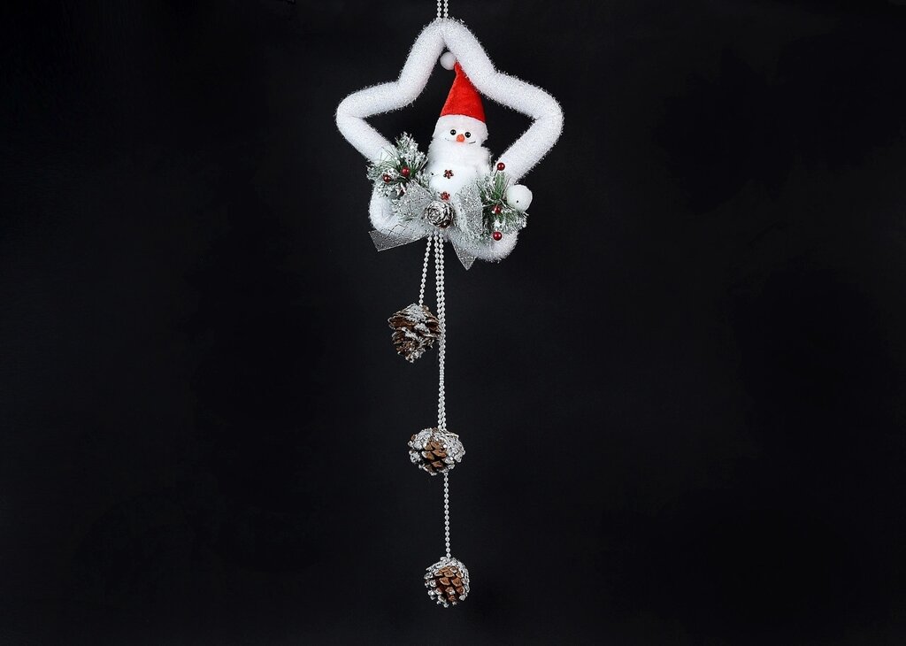 Новорічне підвісне прикраса Сніговик на зірці від компанії Інтернет магазин "Megamaks" - фото 1