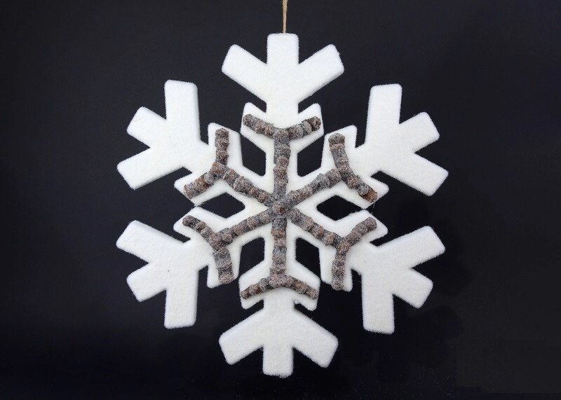 Новорічне прикраса біла сніжинка підвісна з декором від компанії Інтернет магазин "Megamaks" - фото 1