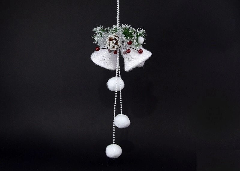 Новорічний декор білі дзвіночки підвісні від компанії Інтернет магазин "Megamaks" - фото 1