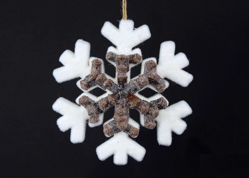 Новорічний декор сніжинка підвісна з декором від компанії Інтернет магазин "Megamaks" - фото 1
