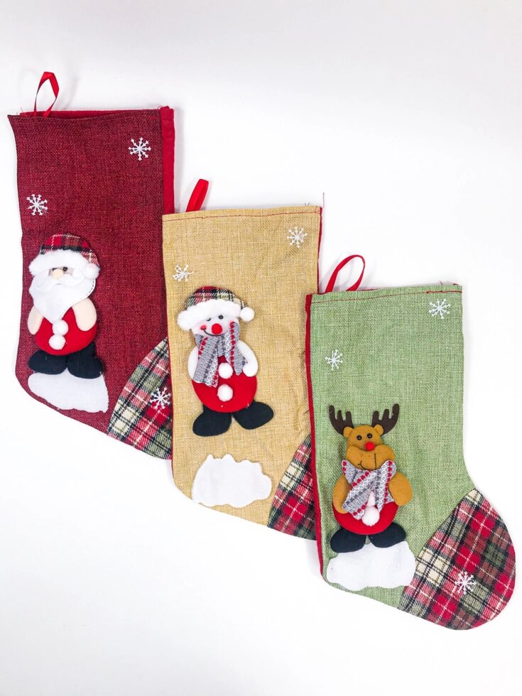 Новорічний носок чобіт для подарунків різдвяну шкарпетку 12 штук упаковка від компанії Інтернет магазин "Megamaks" - фото 1