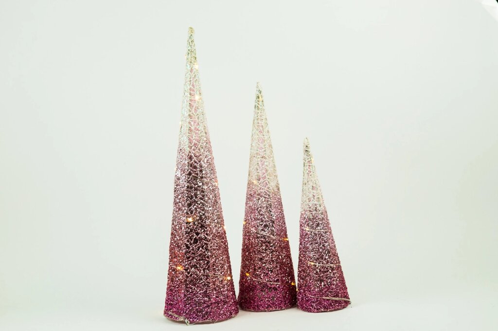 Новорічний та різдвяний декор Три конуса з підсвічуванням від компанії Інтернет магазин "Megamaks" - фото 1