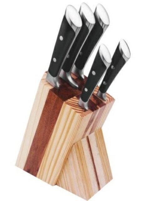 Ножі для кухні на дерев'яній підставці Benson BN-404 6 предметів від компанії Інтернет магазин "Megamaks" - фото 1