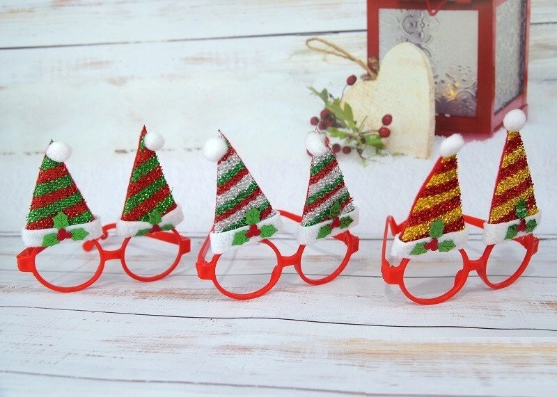 Окуляри новорічні ковпачки в червоній оправі від компанії Інтернет магазин "Megamaks" - фото 1
