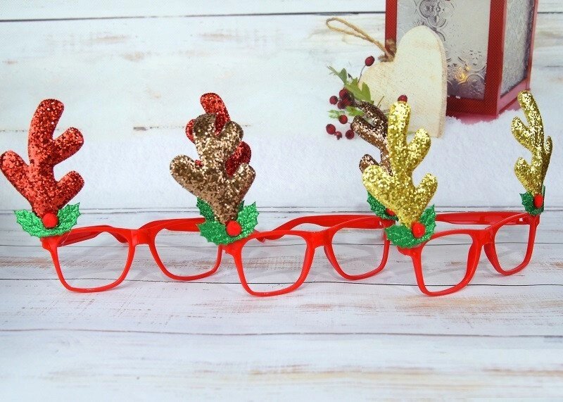 Окуляри новорічні оленята в червоній оправі від компанії Інтернет магазин "Megamaks" - фото 1