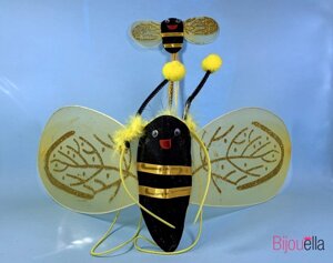 Карнавальний дитячий комплект бджілки чорний з жовтим костюм для дівчинки 3в1