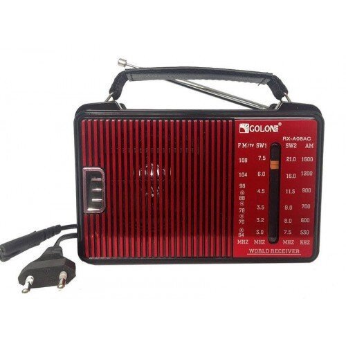 Компактний мультідіапазонній радіоприймач Golon RX-A08AC червоного кольору - вибрати