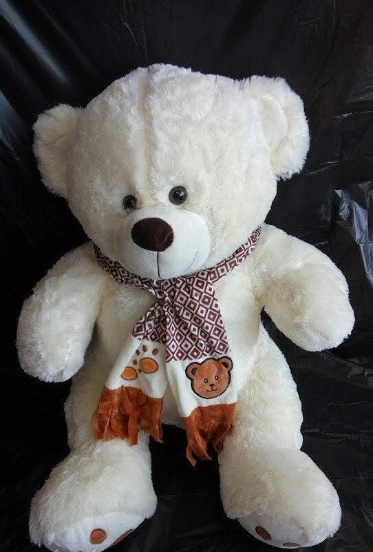 Білий Ведмедик 85 см в шарфі плюшева іграшка хороший подарунок для дітей і дорослих - опт