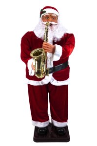 Дід Мороз музичний з саксофоном 125 см Санта Клаус декор на Новий Рік