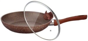 Мармурова сковорода Peterhof Vulcano PH-25348-22 - 22 см зі скляною кришкою коричнева