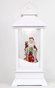 Різдвяний музичний ліхтар з літаючим снігом, білий