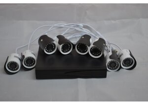 Вуличні відеокамери, комплект відеоспостереження D001 (8 камер)