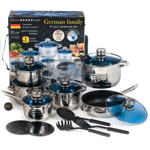 Набір посуду German Family 2054 19 предметів сковорода керамічне покриття