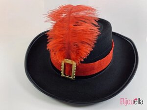 Карнавальна капелюх Мушкетери велика стильна з пером на Хелловін вечірку