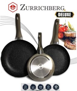 Набір сковорідок 3 шт різні розміри Zurrichberg ZB 2017 комплект мармурових сковорідок 20/24/28 см