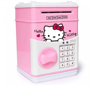 Скарбничка-сейф дитяча рожева Hello Kitty з кодовим замком електронна