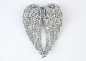 Декор новорічний ажурні крила ангела срібло