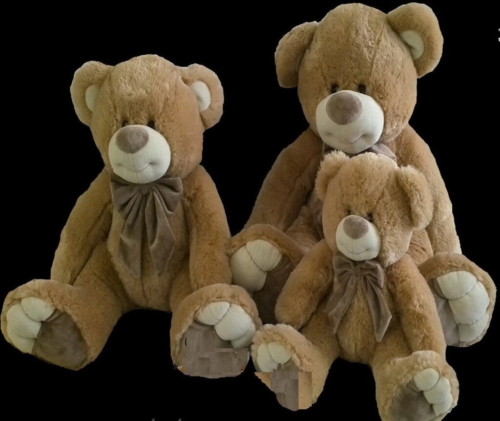 Ведмідь 55 см плюшевий коричневий з бантом м&#039;які дитячі іграшки - гарантія