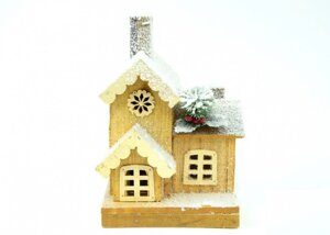 Декор новорічний дерев'яний зимовий будинок з підсвічуванням