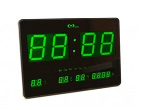 Світлодіодні годинник великі 4632-5 зелена підсвітка час календар