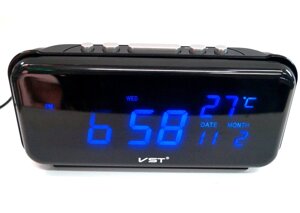 Мережеві настільний годинник VST-806W-5 синє підсвічування електронні для будинку або офісу