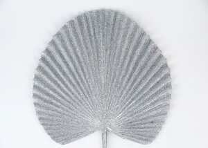Декор новорічний гілочка пальми срібло