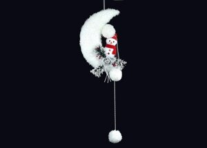 Новорічний декор сніговик на місяці підвісний